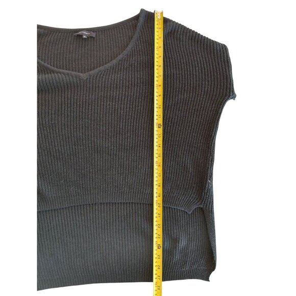 Oliveaceous Womens Ribbed V-Neck Sweater M Black Cotton,Viscose Blend & Wool - Picture 7 of 7